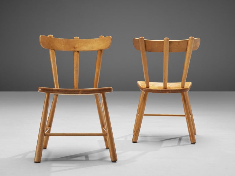 Pair of Scandinavian Spindle Chairs in Birch