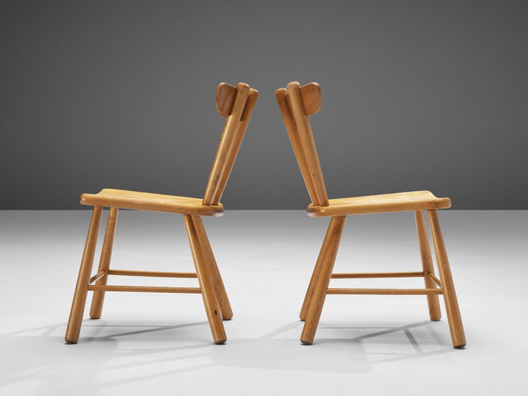 Pair of Scandinavian Spindle Chairs in Birch