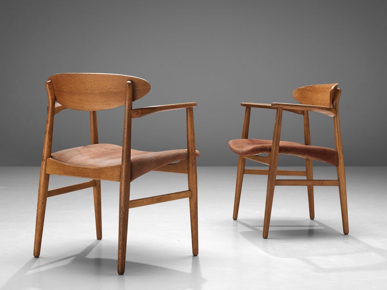 Larsen & Bender Madsen Dining Chairs in Oak and Corduroy