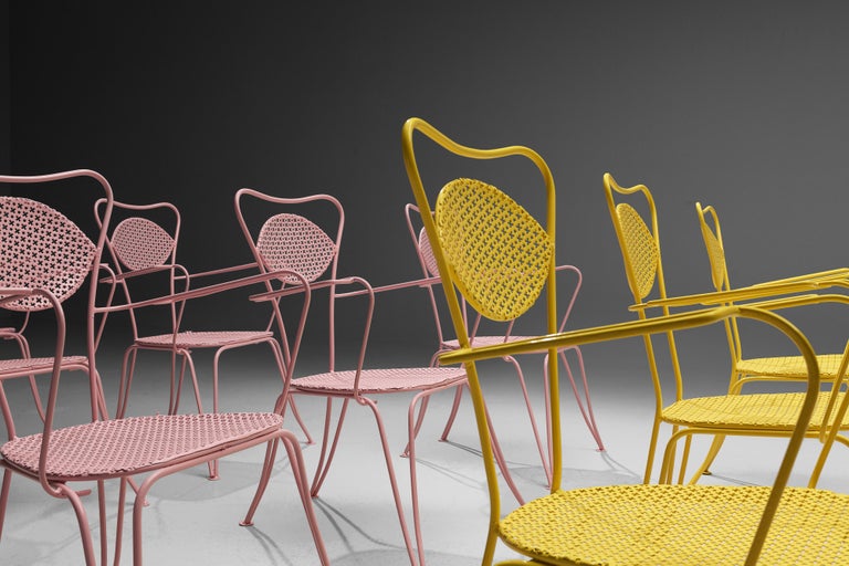 Italian Dining Chairs in Colorful Lacquered Metal