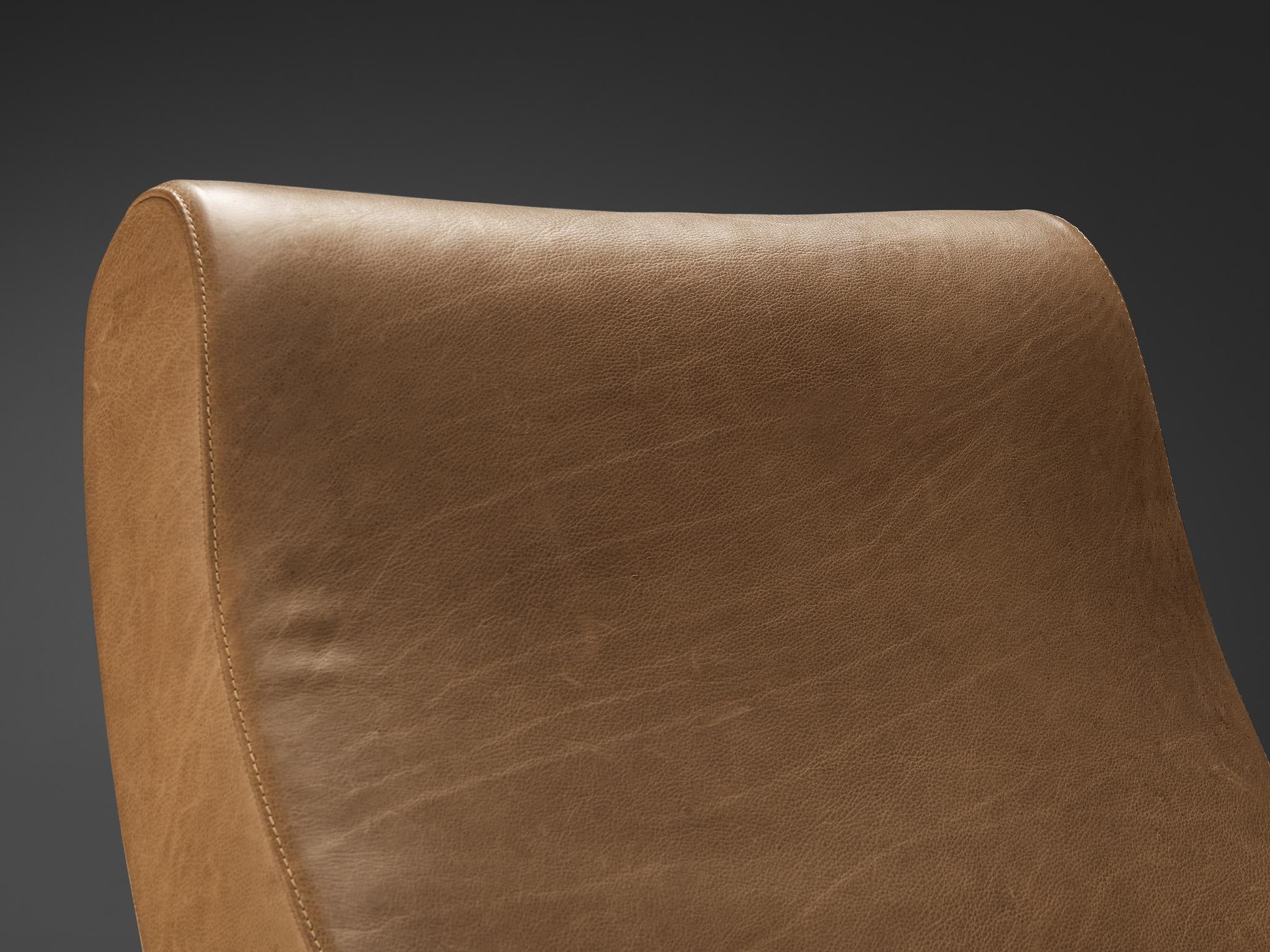 Roberto Menghi for Arflex ‘Hall’ Lounge Chair in Brown Leather