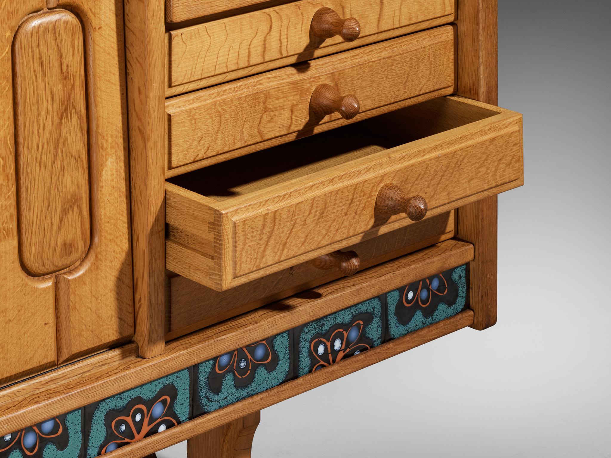 Guillerme & Chambron 'Simon' Sideboard in Oak with Ceramics