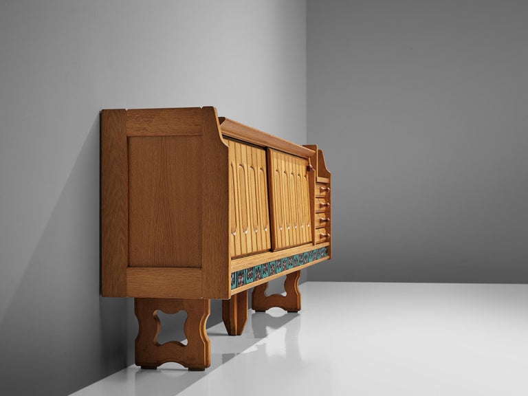 Guillerme & Chambron 'Simon' Sideboard in Oak with Ceramics