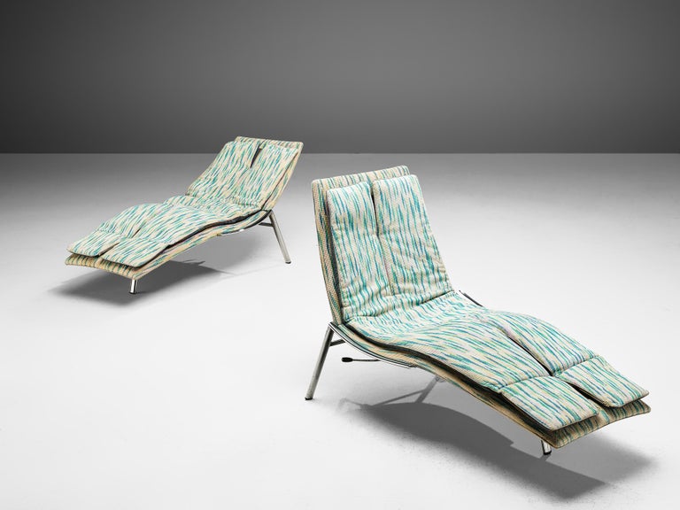 Giovanni Offredi for Saporiti Chaise Longues in Vibrant Upholstery