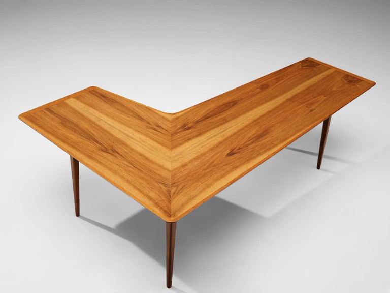 Danish Angular Boomerang Coffee Table in Walnut