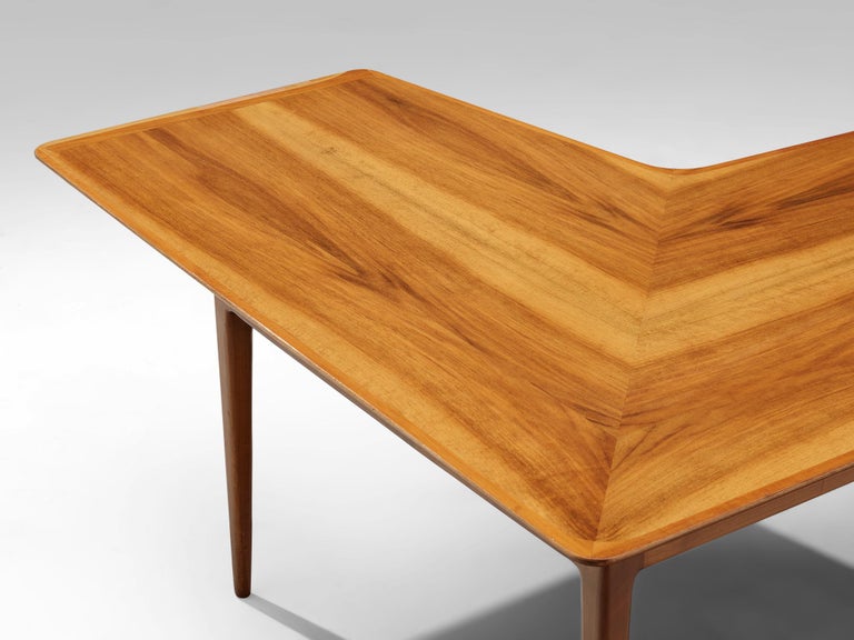 Danish Angular Boomerang Coffee Table in Walnut