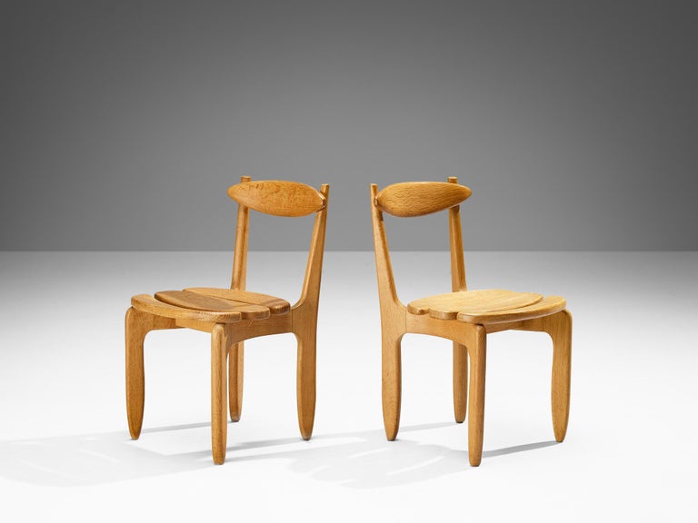 Guillerme & Chambron Set of Twelve 'Thierry' Dining Chairs in Solid Oak