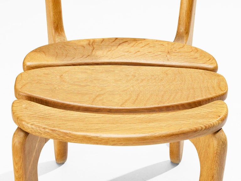 Guillerme & Chambron Set of Twelve 'Thierry' Dining Chairs in Solid Oak