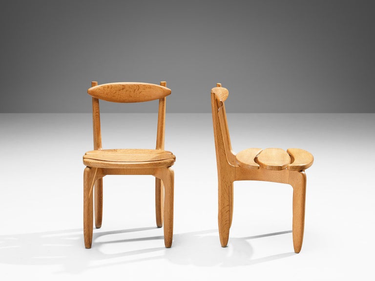 Guillerme & Chambron Set of Twelve 'Thierry' Dining Chairs in Solid Oak