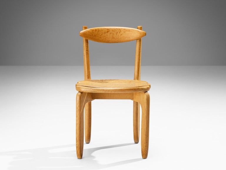 Guillerme & Chambron Set of Twelve 'Thierry' Dining Chairs in Solid Oak