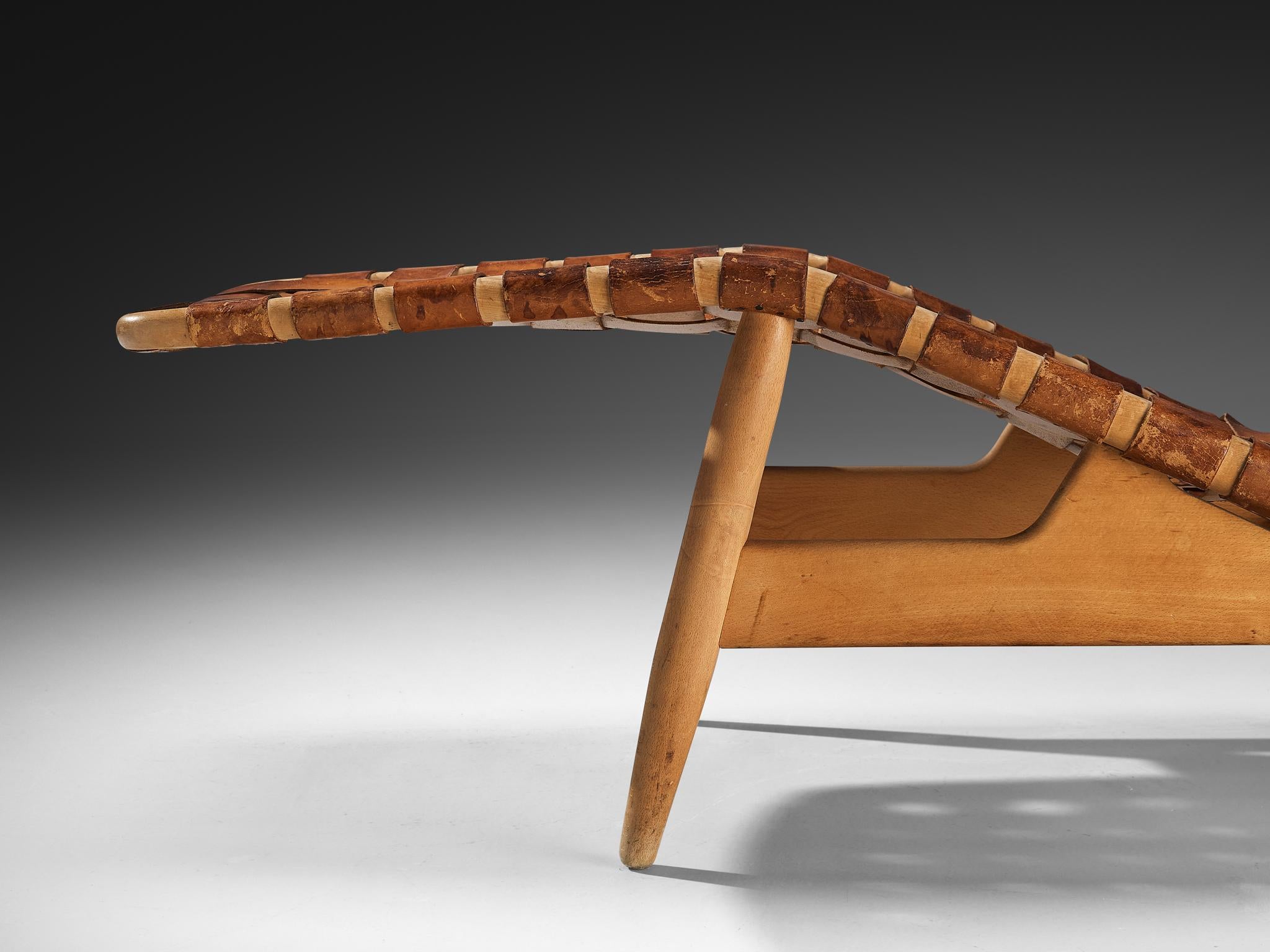 Arne Vodder for Bovirke Chaise Longue in Patinated Cognac Leather