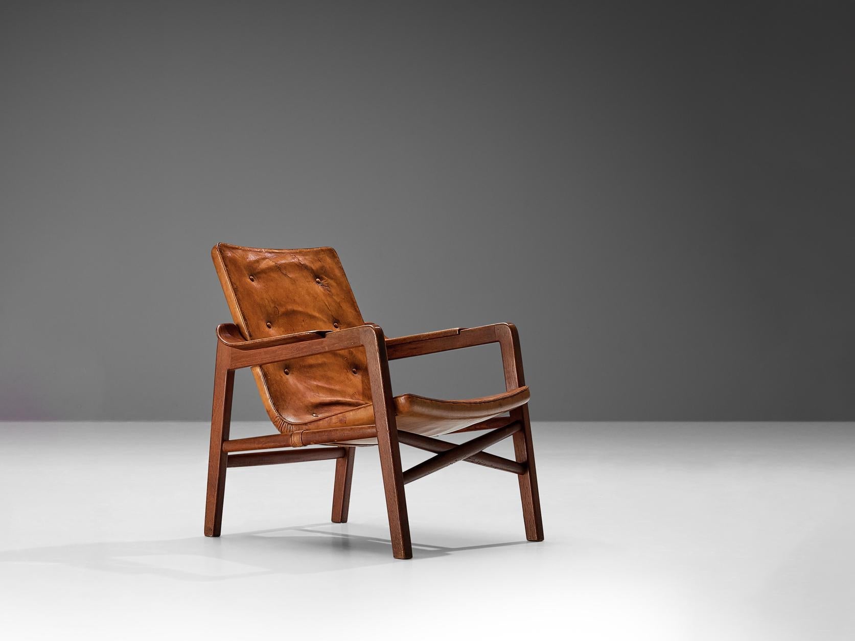 Tove & Edvard Kindt-Larsen 'Fireside' Armchair in Original Leather