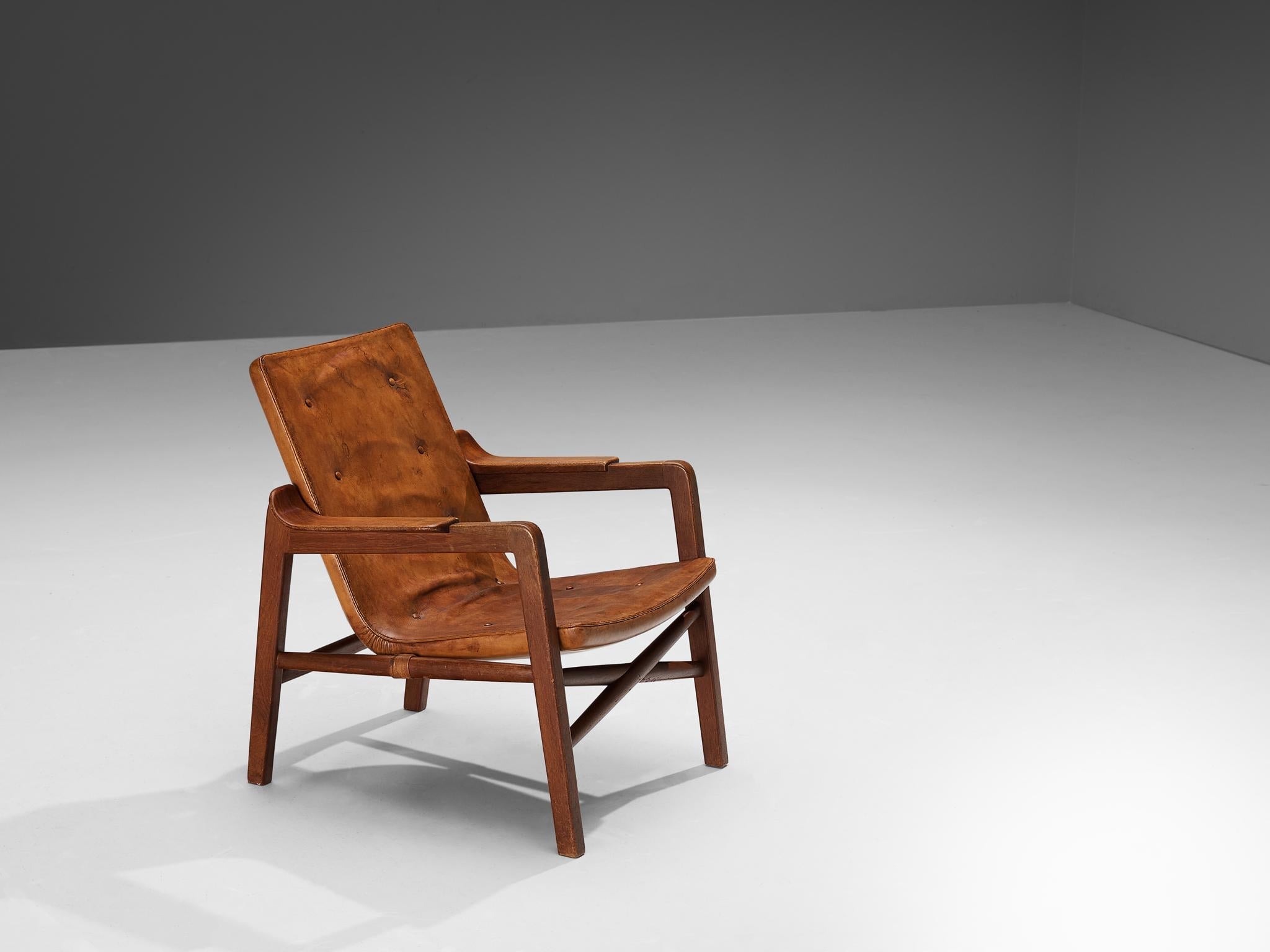 Tove & Edvard Kindt-Larsen 'Fireside' Armchair in Original Leather