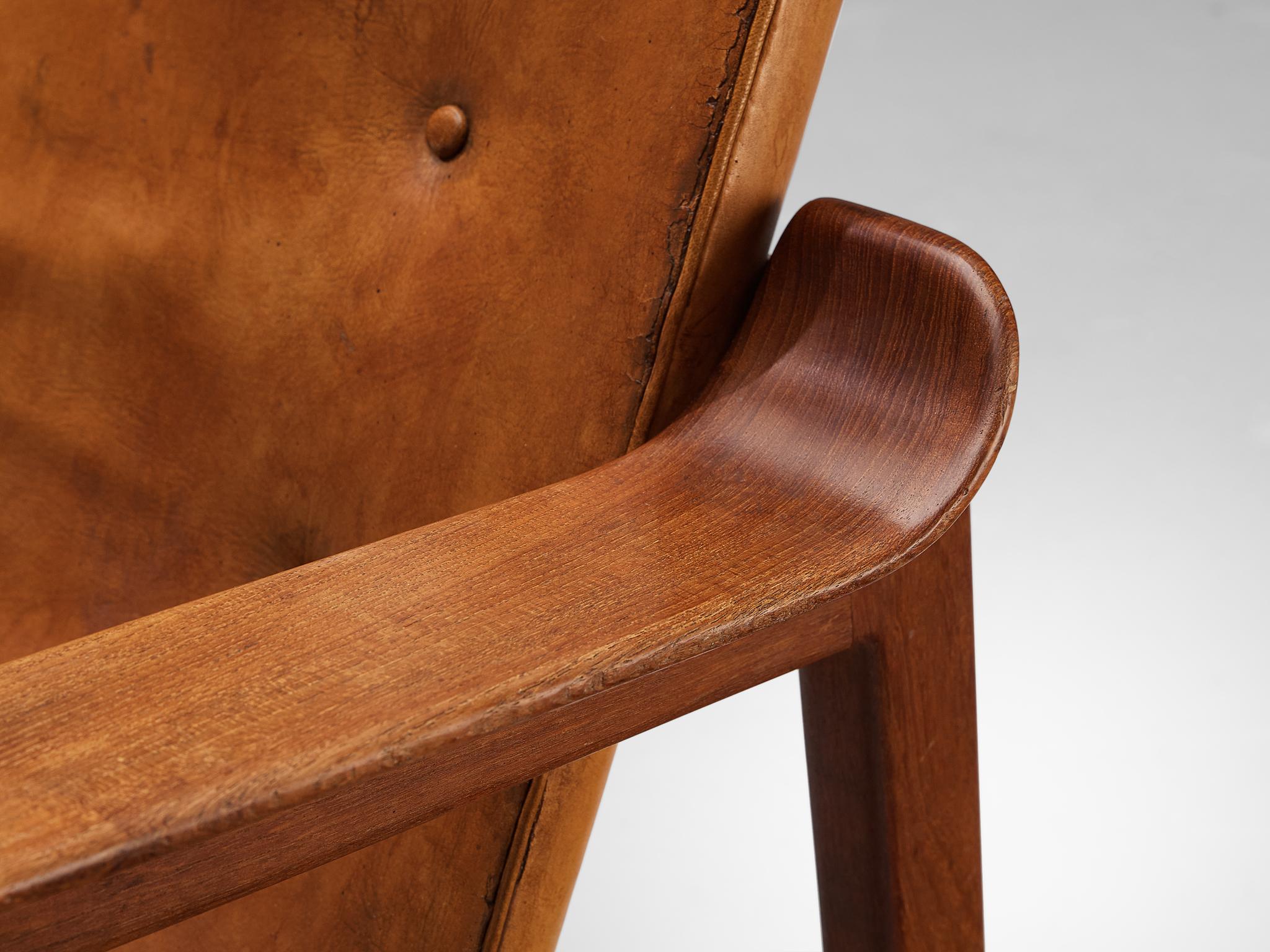 Tove & Edvard Kindt-Larsen 'Fireside' Armchair in Original Leather