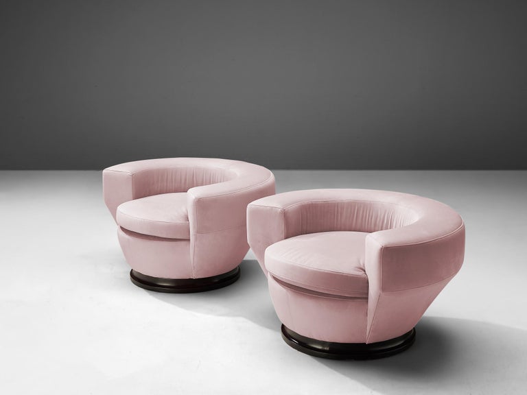 Italian Pair of Armchairs in Pink Upholstery