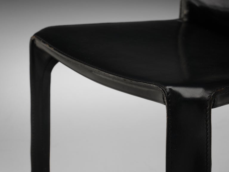 Mario Bellini for Cassina Set of Four Black 'Cab' Dining Chairs in Leather