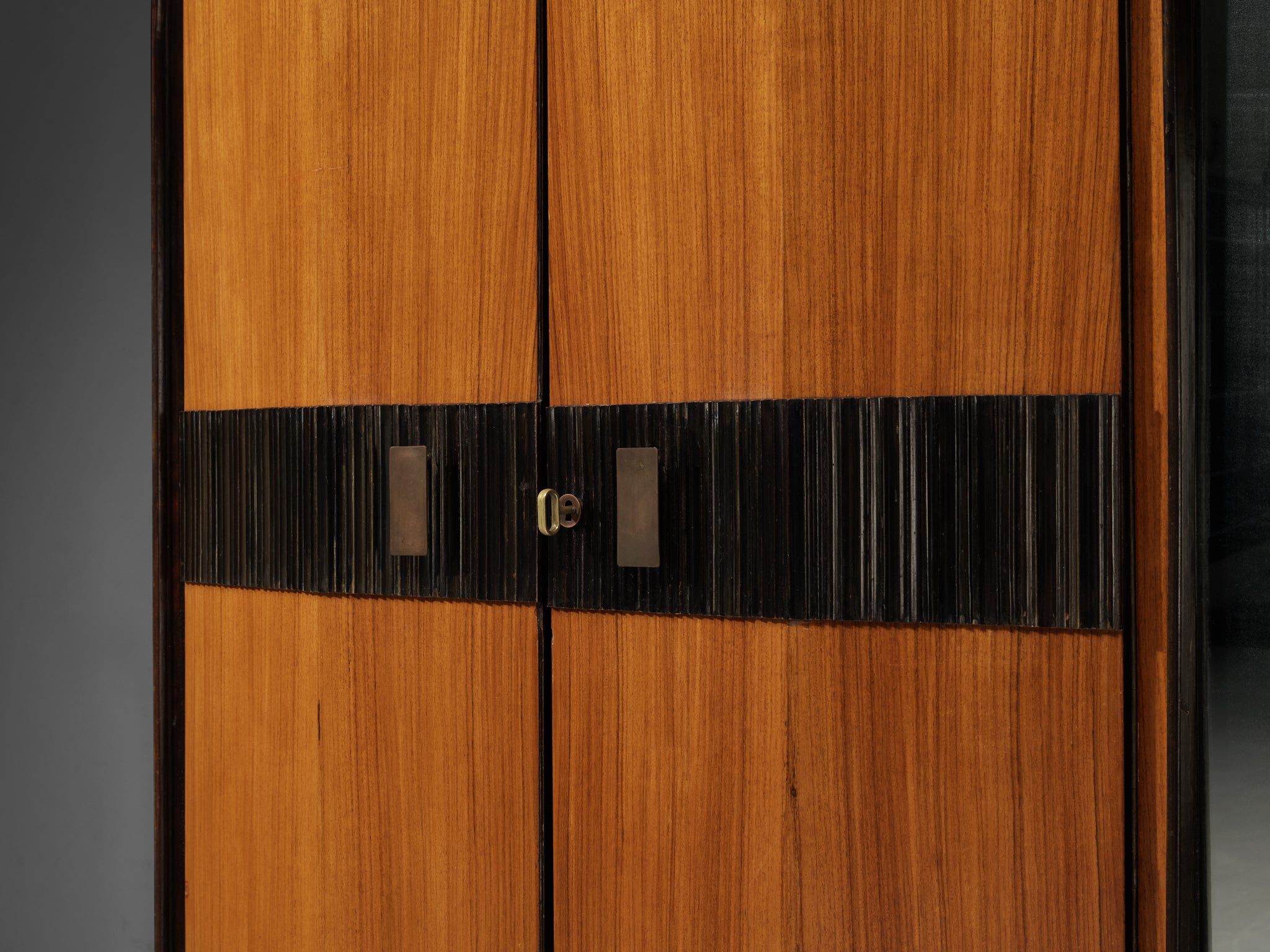 Mid-Century Modern Italian Wardrobe in Walnut with Mirrors 1950s