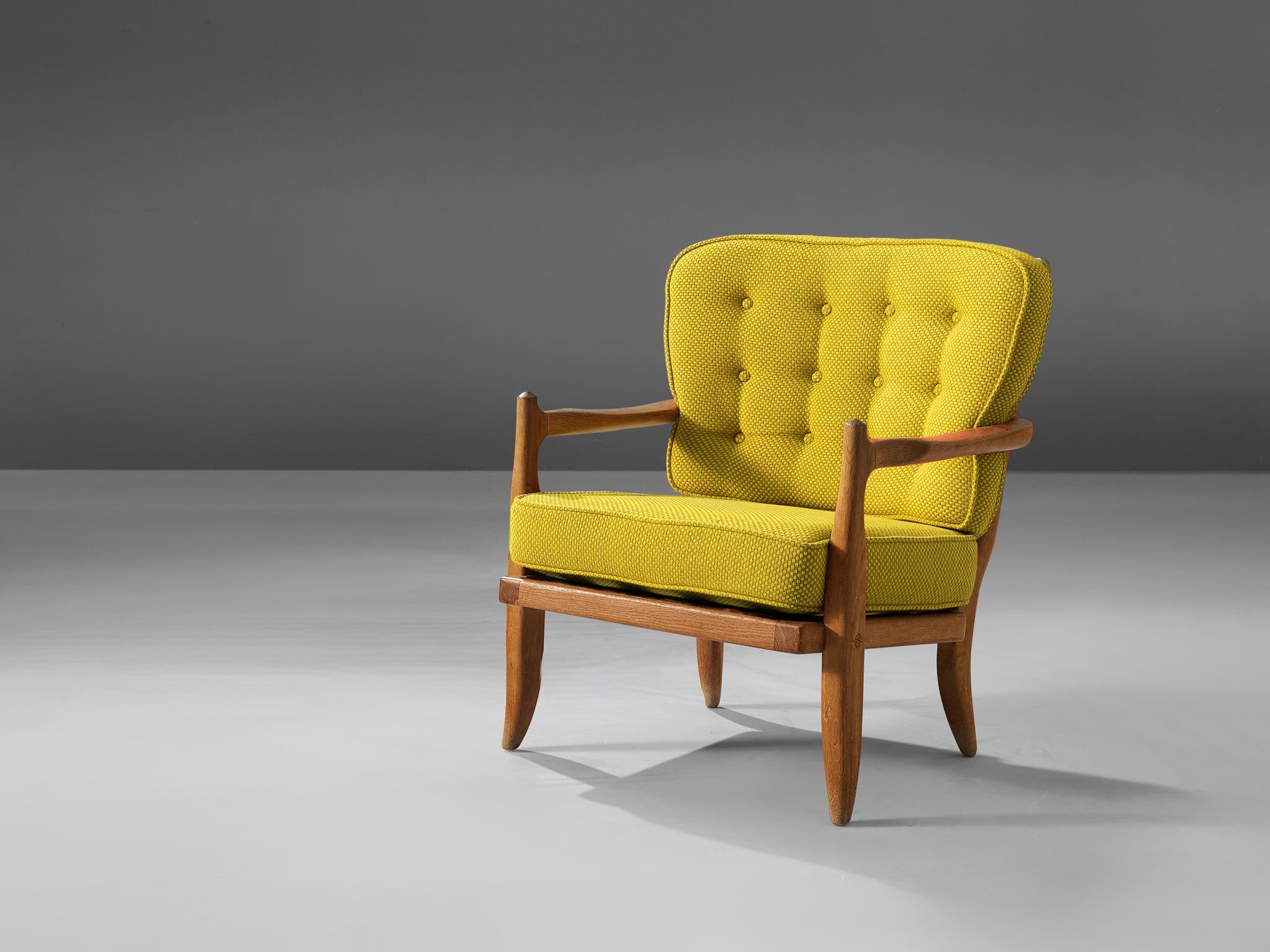 Guillerme & Chambron 'Jose' Lounge Chair in Oak