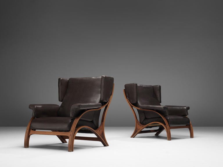 Giampiero Vitelli for Rossi di Albizzate Pair of 'Minore' Easy Chairs in Leather