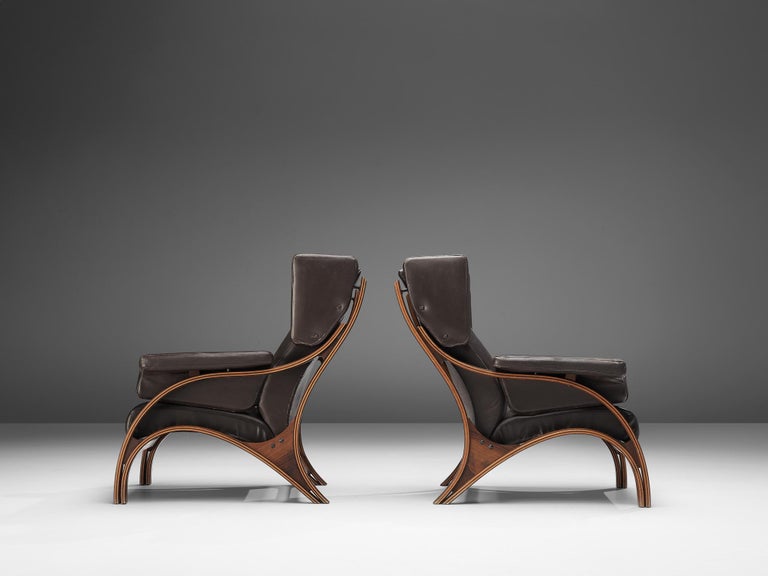 Giampiero Vitelli for Rossi di Albizzate Pair of 'Minore' Easy Chairs in Leather