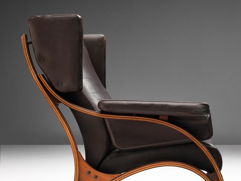 Giampiero Vitelli for Rossi di Albizzate 'Minore' Easy Chair in Brown Leather