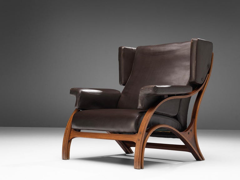 Giampiero Vitelli for Rossi di Albizzate 'Minore' Easy Chair in Brown Leather