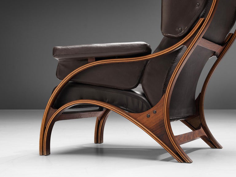 Giampiero Vitelli for Rossi di Albizzate 'Minore' Easy Chair in Brown Leather