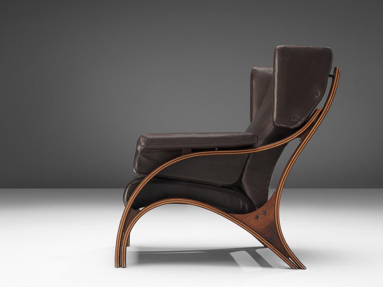 Giampiero Vitelli for Rossi di Albizzate 'Minore' Easy Chair in Brown Leather