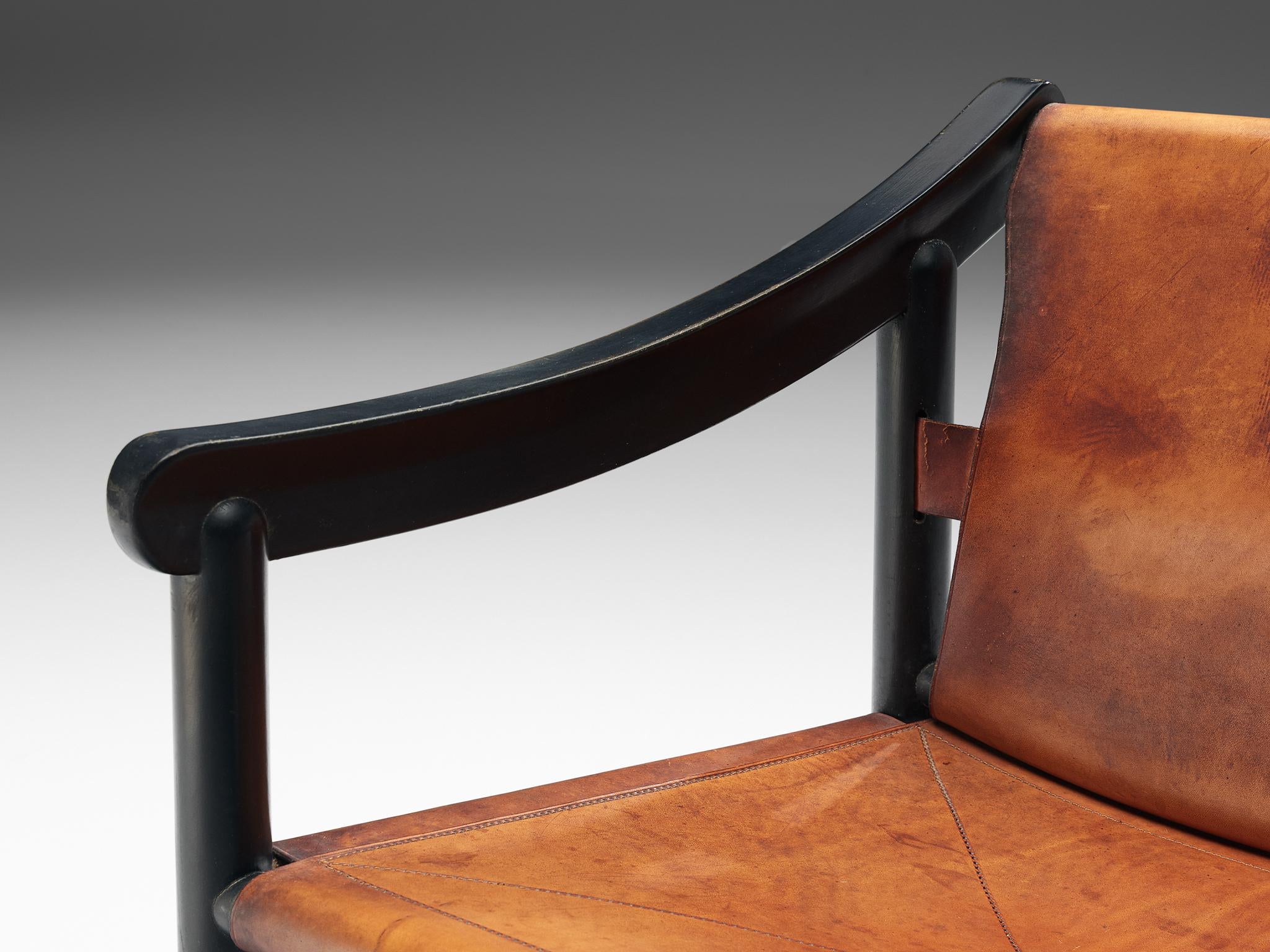 Vico Magistretti for Cassina Set of Six '905' Armchairs in Cognac Leather