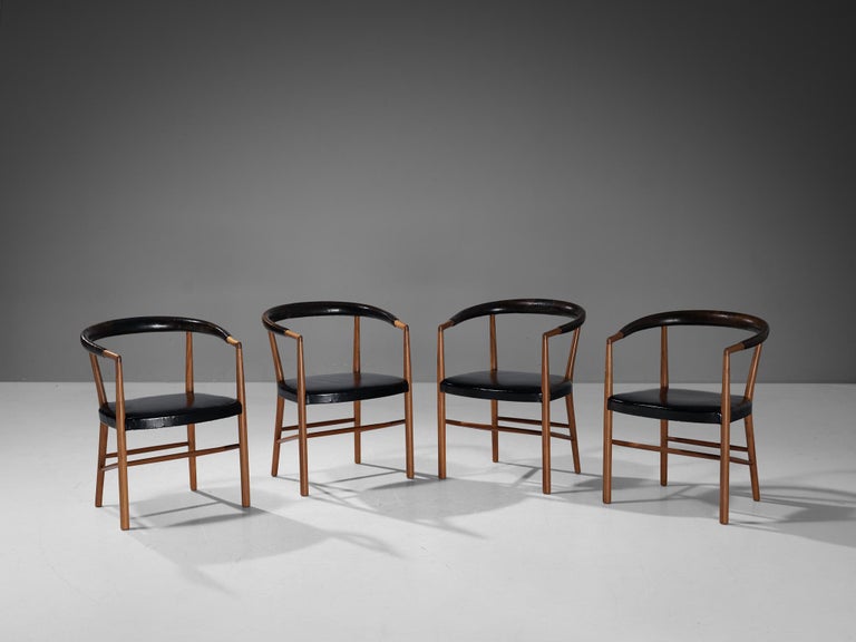 Jacob Kjær 'UN' Set of Four Armchairs with Original Leather