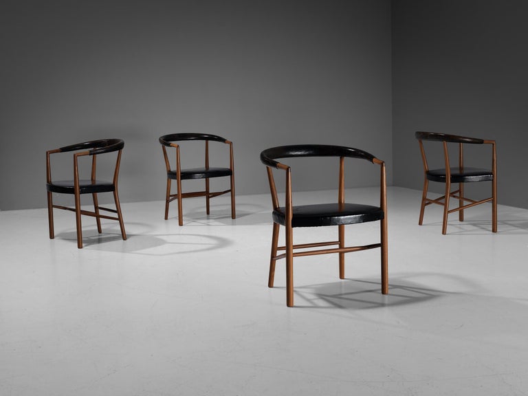 Jacob Kjær 'UN' Set of Four Armchairs with Original Leather