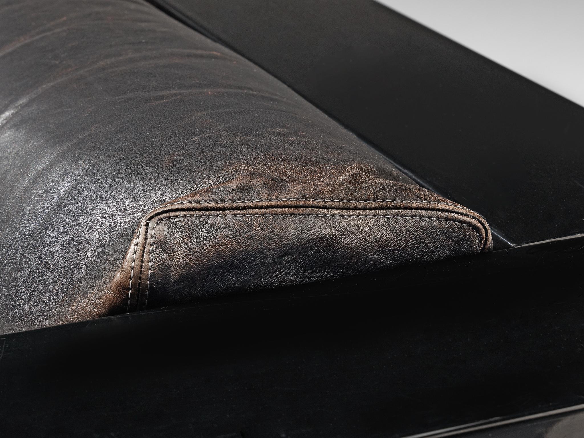 Massimo and Lella Vignelli for Poltronova 'Saratoga' Sofa in Black Leather