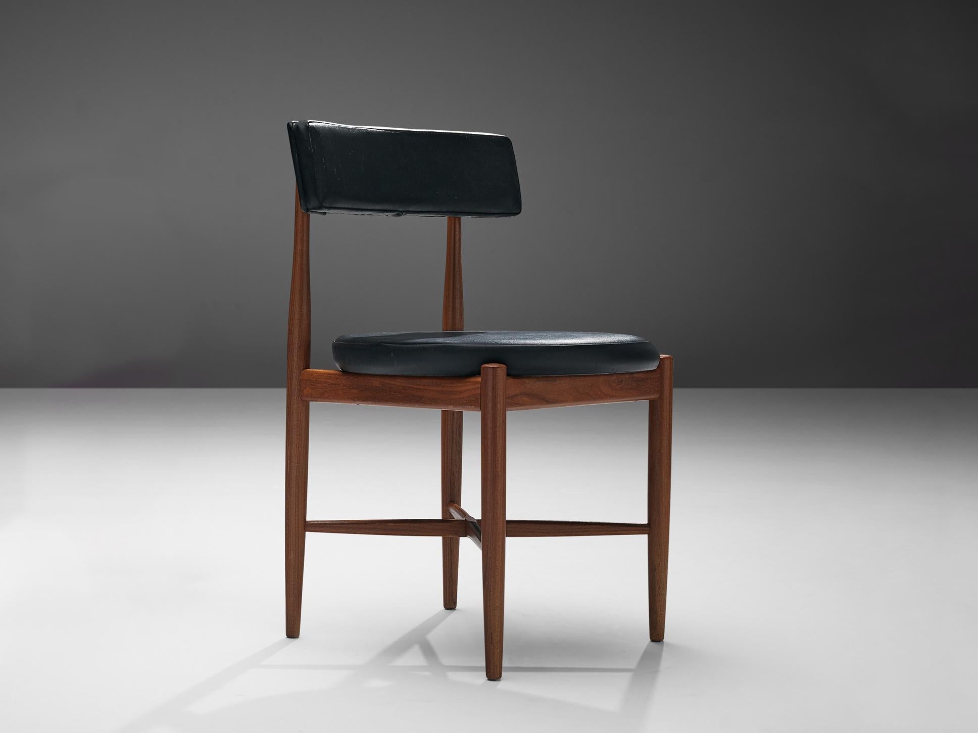 Victor Wilkins for G Plan 'Fresco' Dining Chair in Teak and Black Fabric