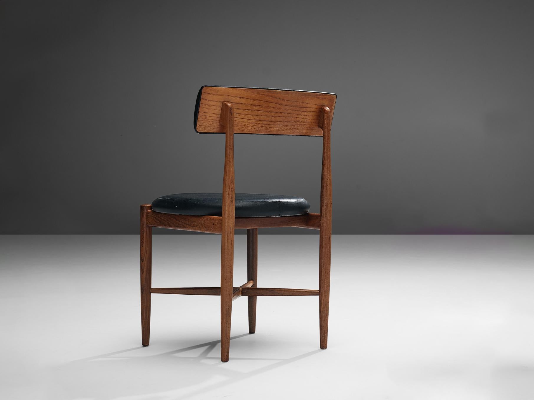 Victor Wilkins for G Plan 'Fresco' Dining Chair in Teak and Black Fabric