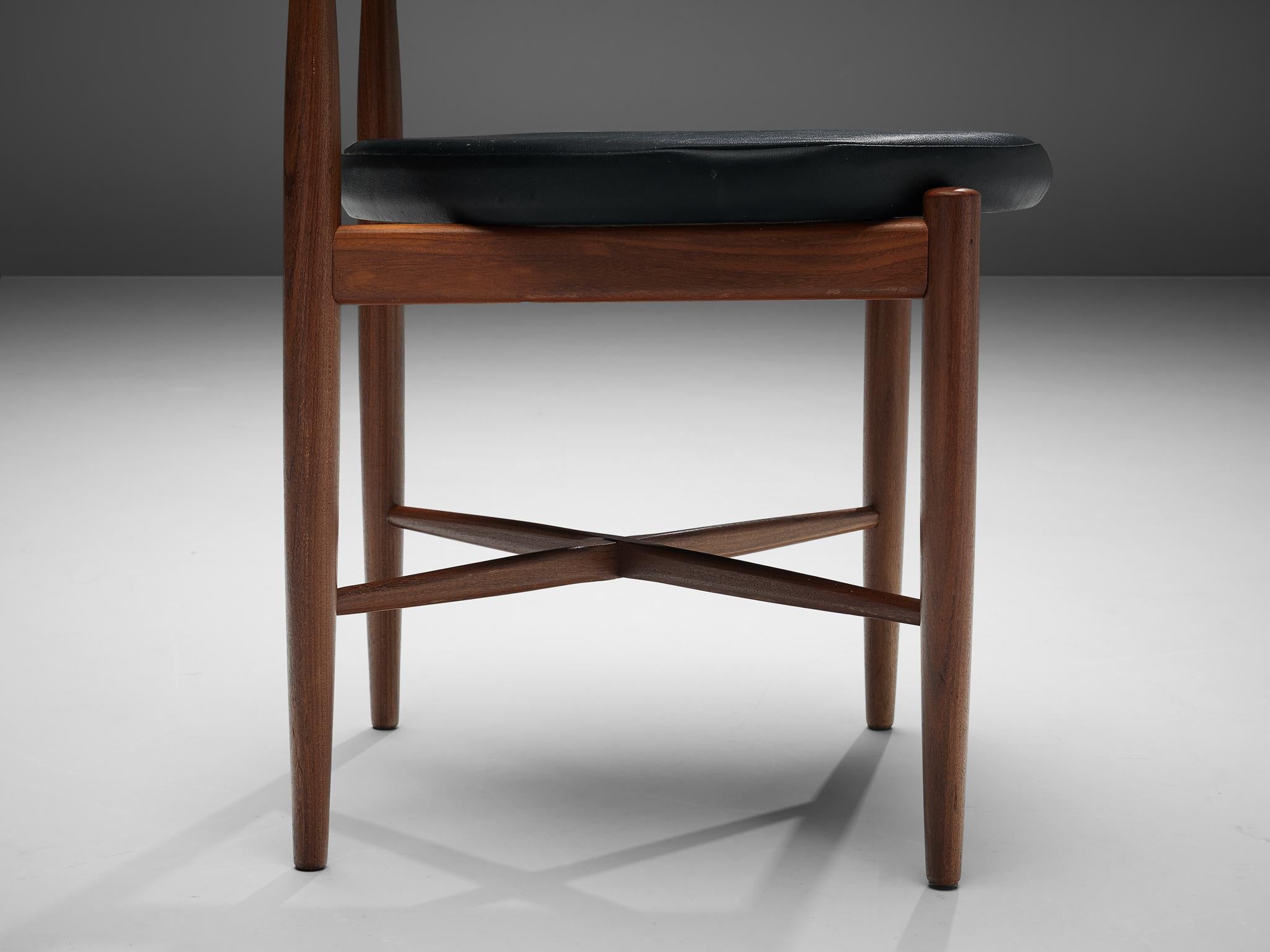 Victor Wilkins for G Plan 'Fresco' Dining Chair in Teak and Black Fabric