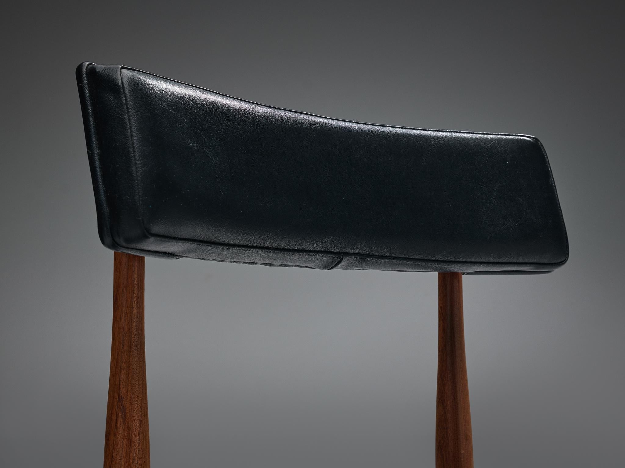 Victor Wilkins for G Plan 'Fresco' Dining Chair in Teak and Black Fabric