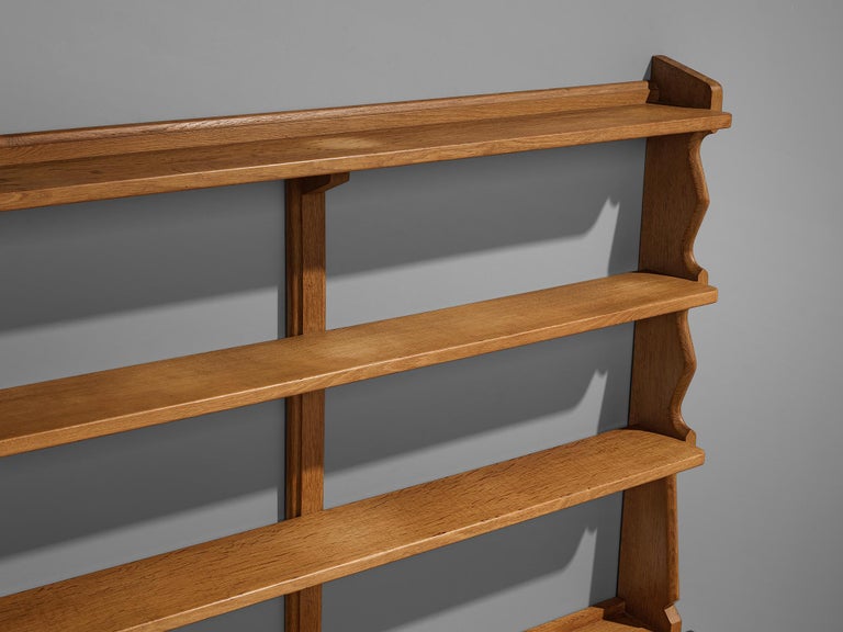 Guillerme Chambron Wall Mounted Shelf with Drawers in Solid Oak