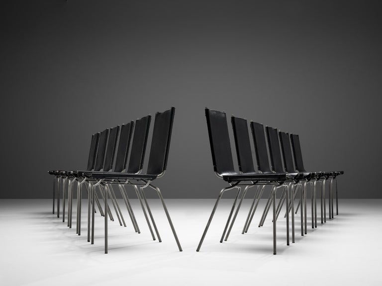 Fabiaan Van Severen Set of Dining Chairs in Black Leather