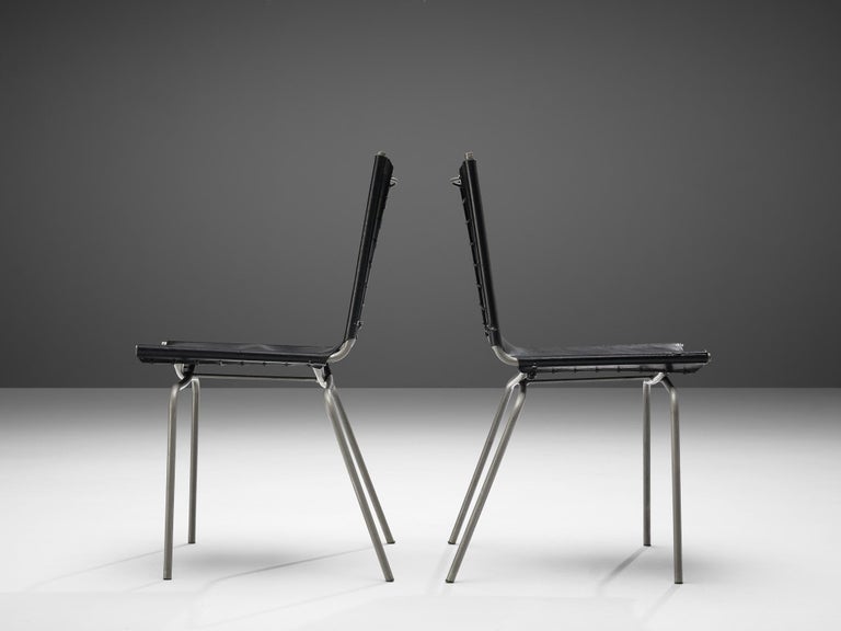 Fabiaan Van Severen Set of Dining Chairs in Black Leather