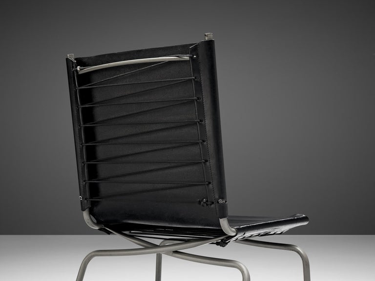 Fabiaan Van Severen Set of Dining Chairs in Black Leather