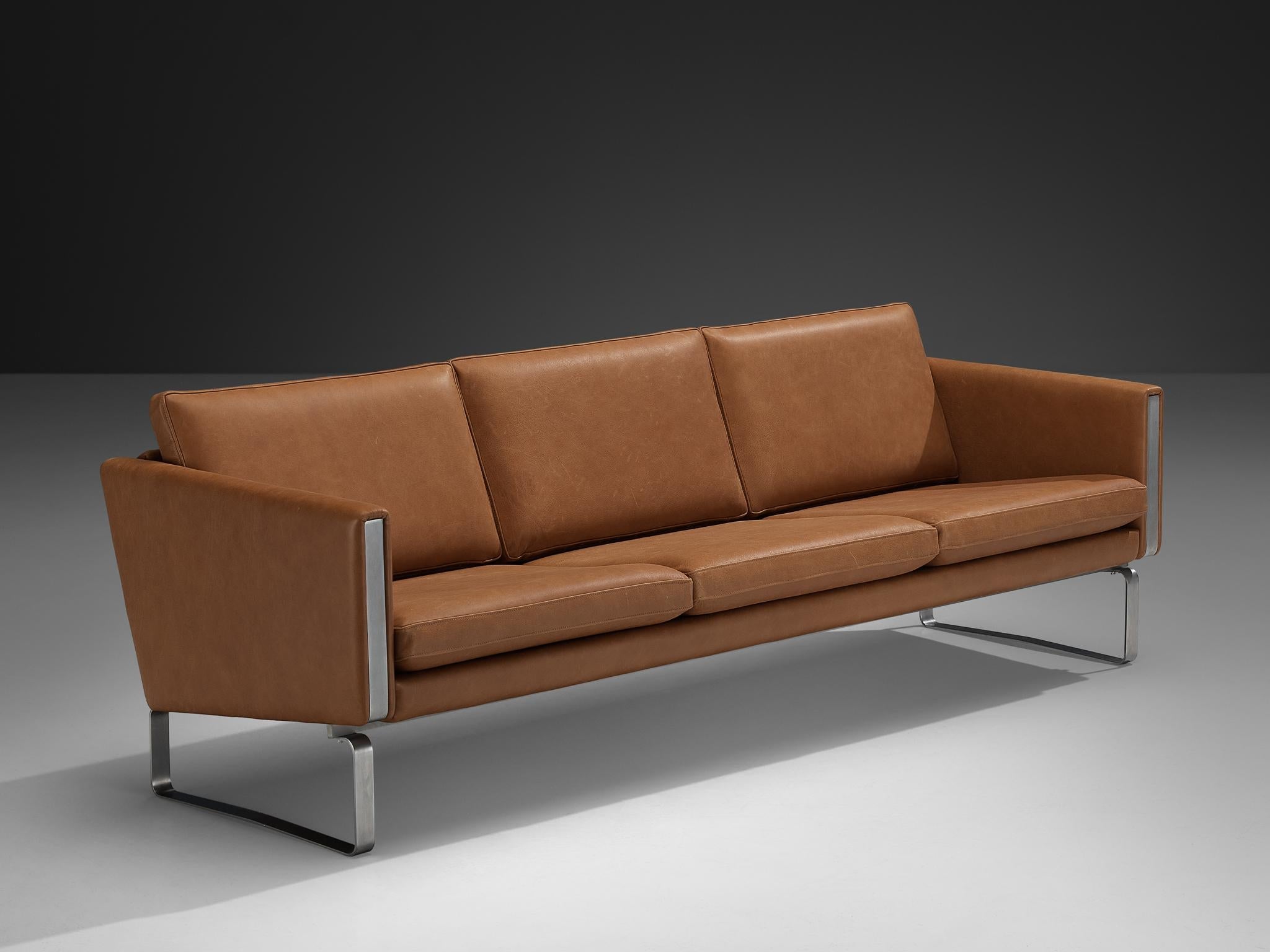 Hans J. Wegner for Carl Hansen & Søn Sofa in Cognac Leather