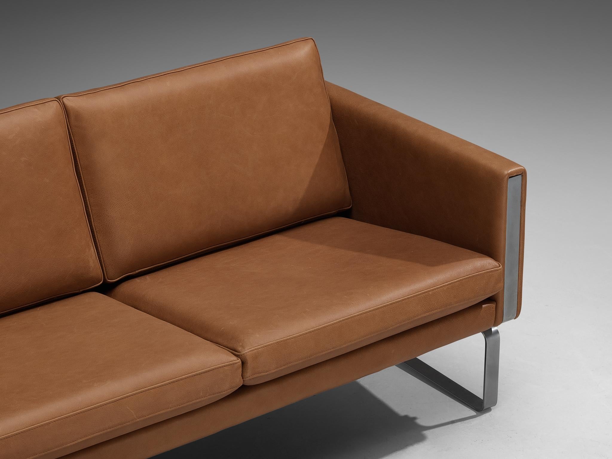 Hans J. Wegner for Carl Hansen & Søn Sofa in Cognac Leather