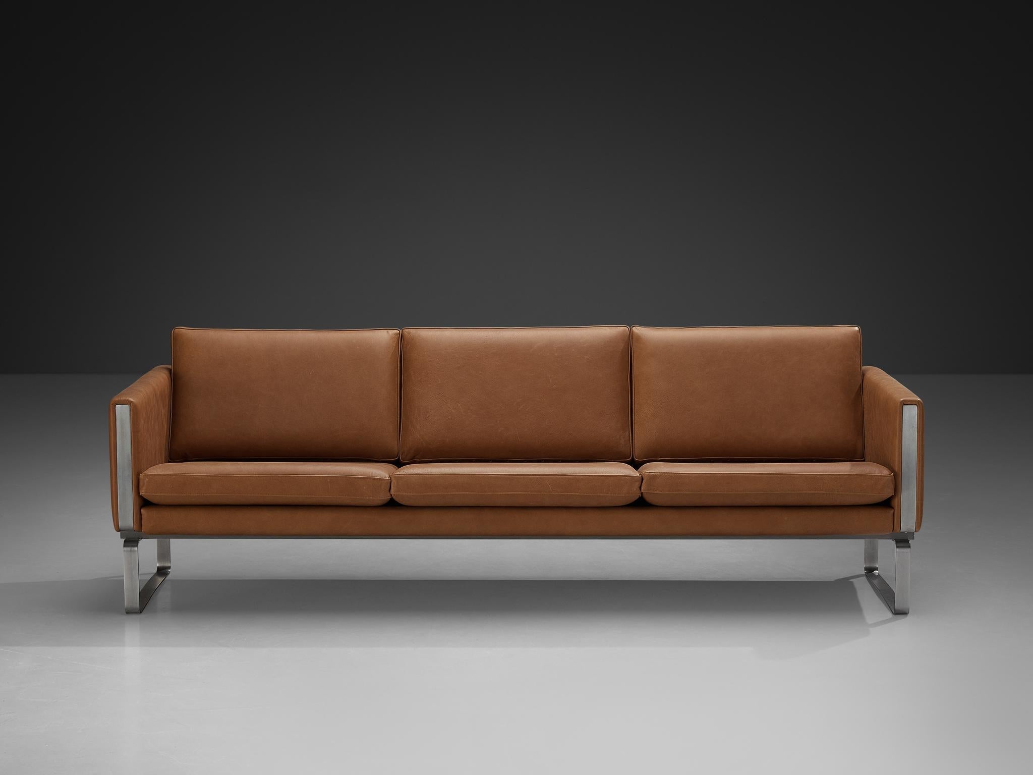 Hans J. Wegner for Carl Hansen & Søn Sofa in Cognac Leather