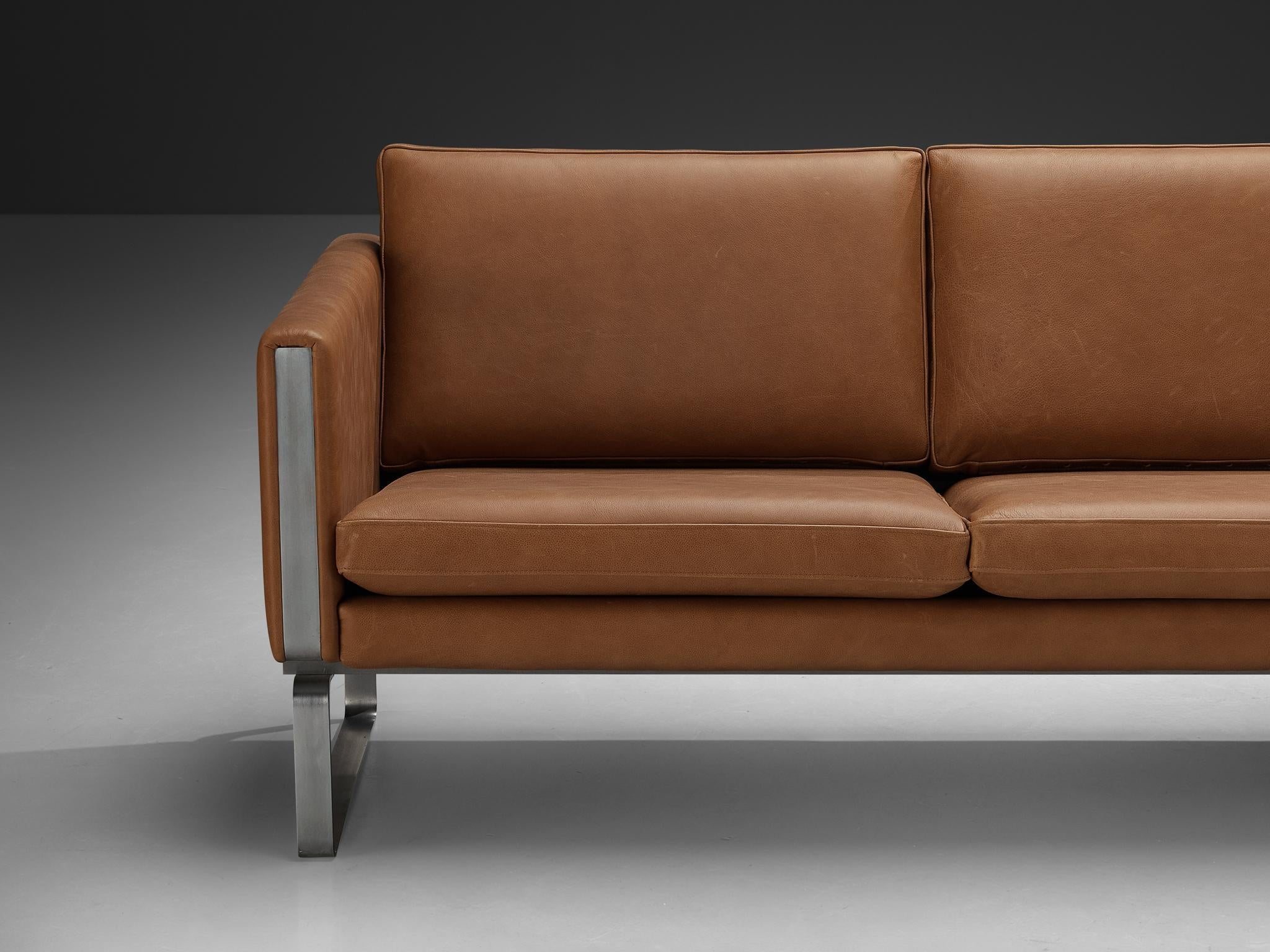 Hans J. Wegner for Carl Hansen & Søn Sofa in Cognac Leather