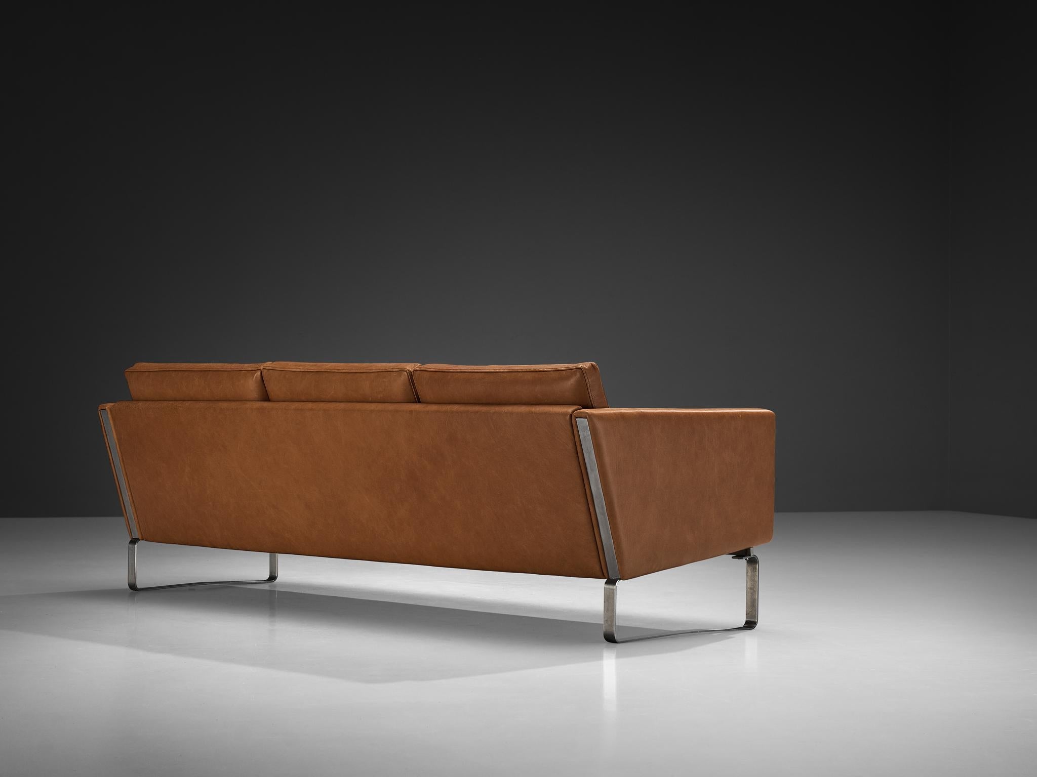 Hans J. Wegner for Carl Hansen & Søn Sofa in Cognac Leather