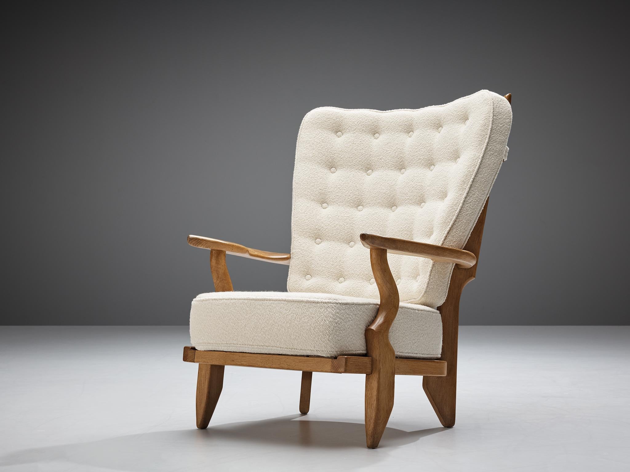 Guillerme & Chambron 'Grand Repos' Lounge Chairs in White Upholstery