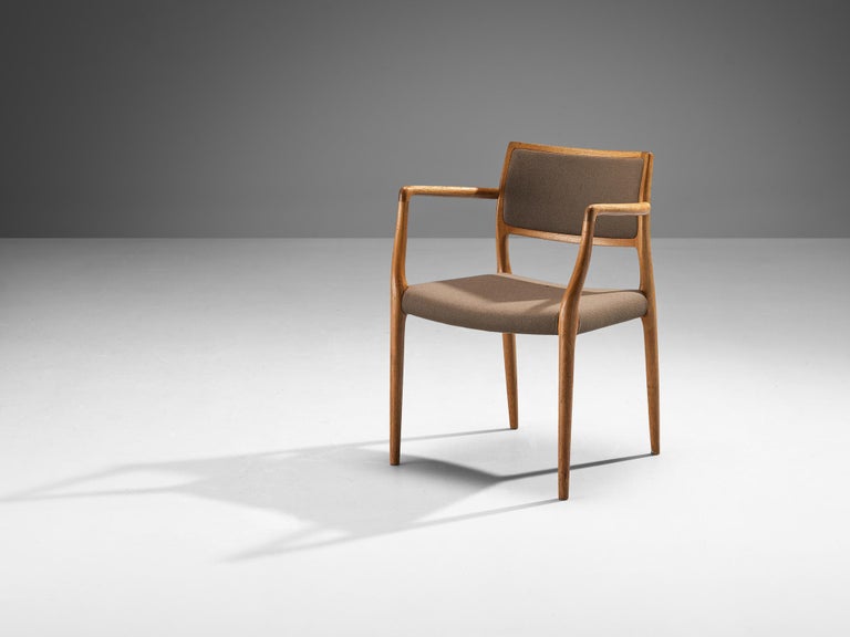 Niels O. Møller Armchair in Teak and Brown Wool