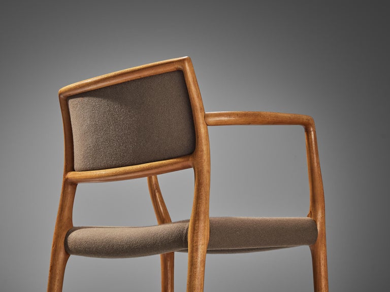 Niels O. Møller Armchair in Teak and Brown Wool