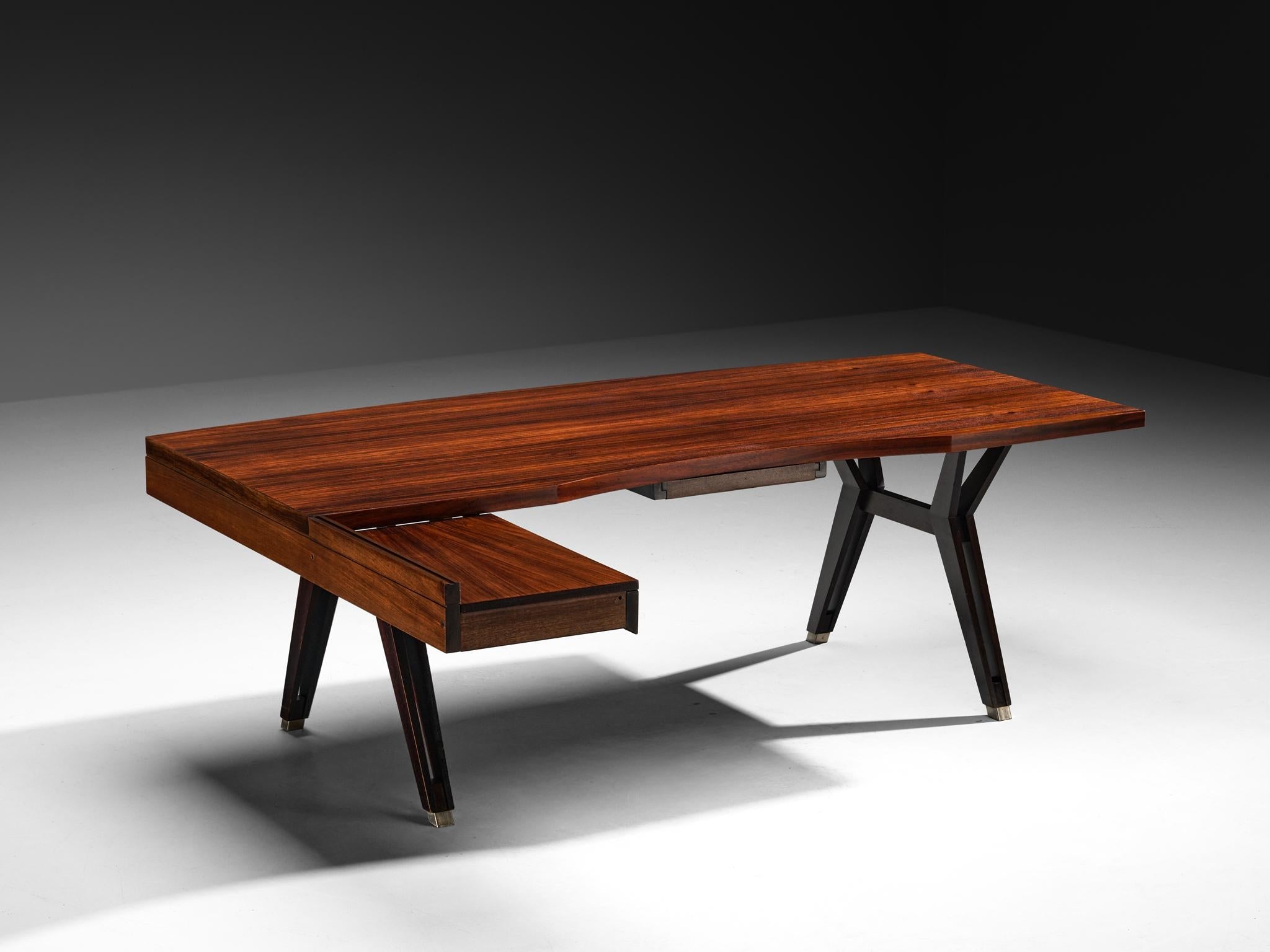 Ennio Fazioli for MIM 'Tolomeo' Corner Writing Desk in Rosewood and Steel