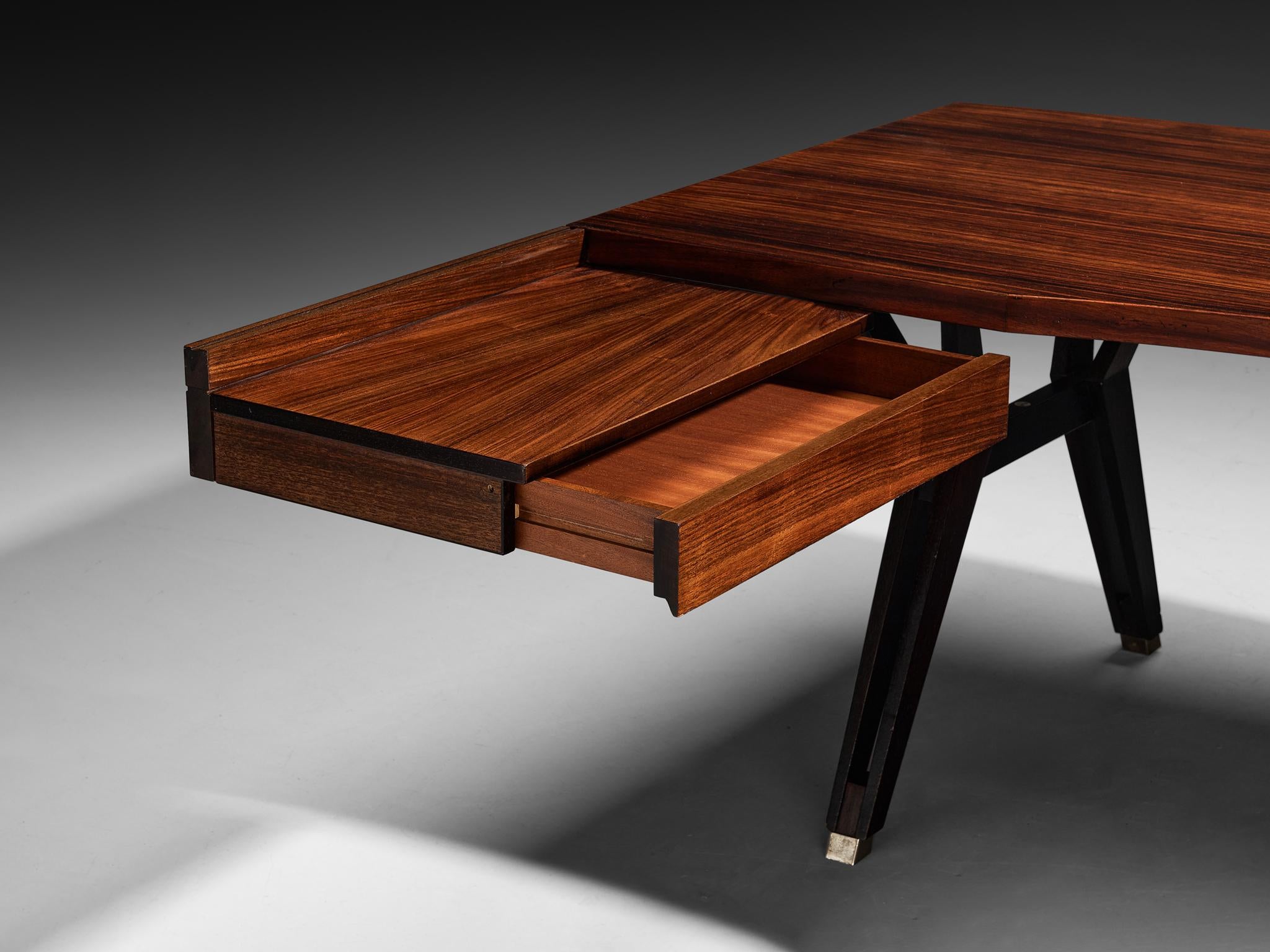 Ennio Fazioli for MIM 'Tolomeo' Corner Writing Desk in Rosewood and Steel